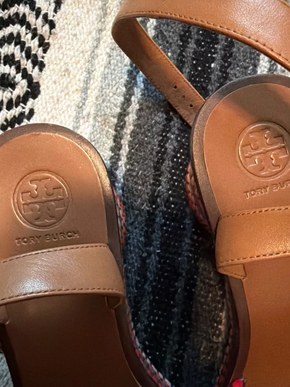 Tory Burch Brown Multicolor Woven Platform Sandals